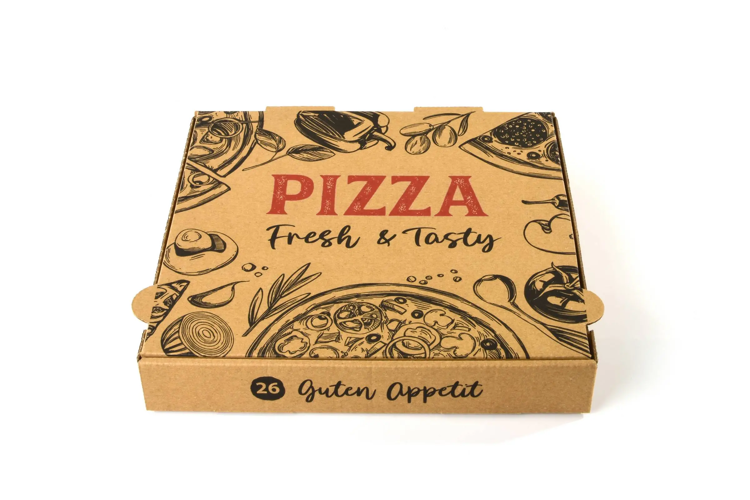 SY-66445 Pizzakarton, 26 x 26 x 4 cm, braun, 100 Stück