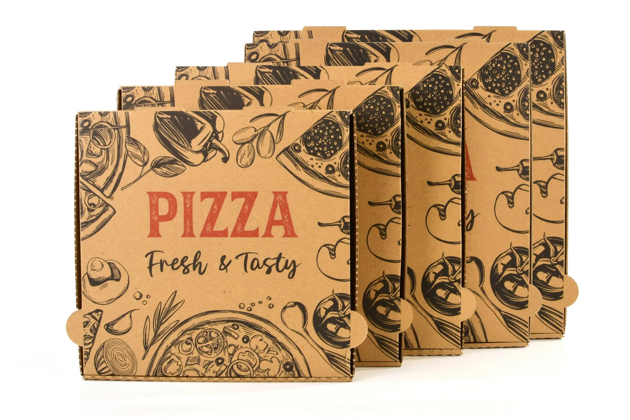 SY-66445 Pizzakarton, 26 x 26 x 4 cm, braun, 100 Stück