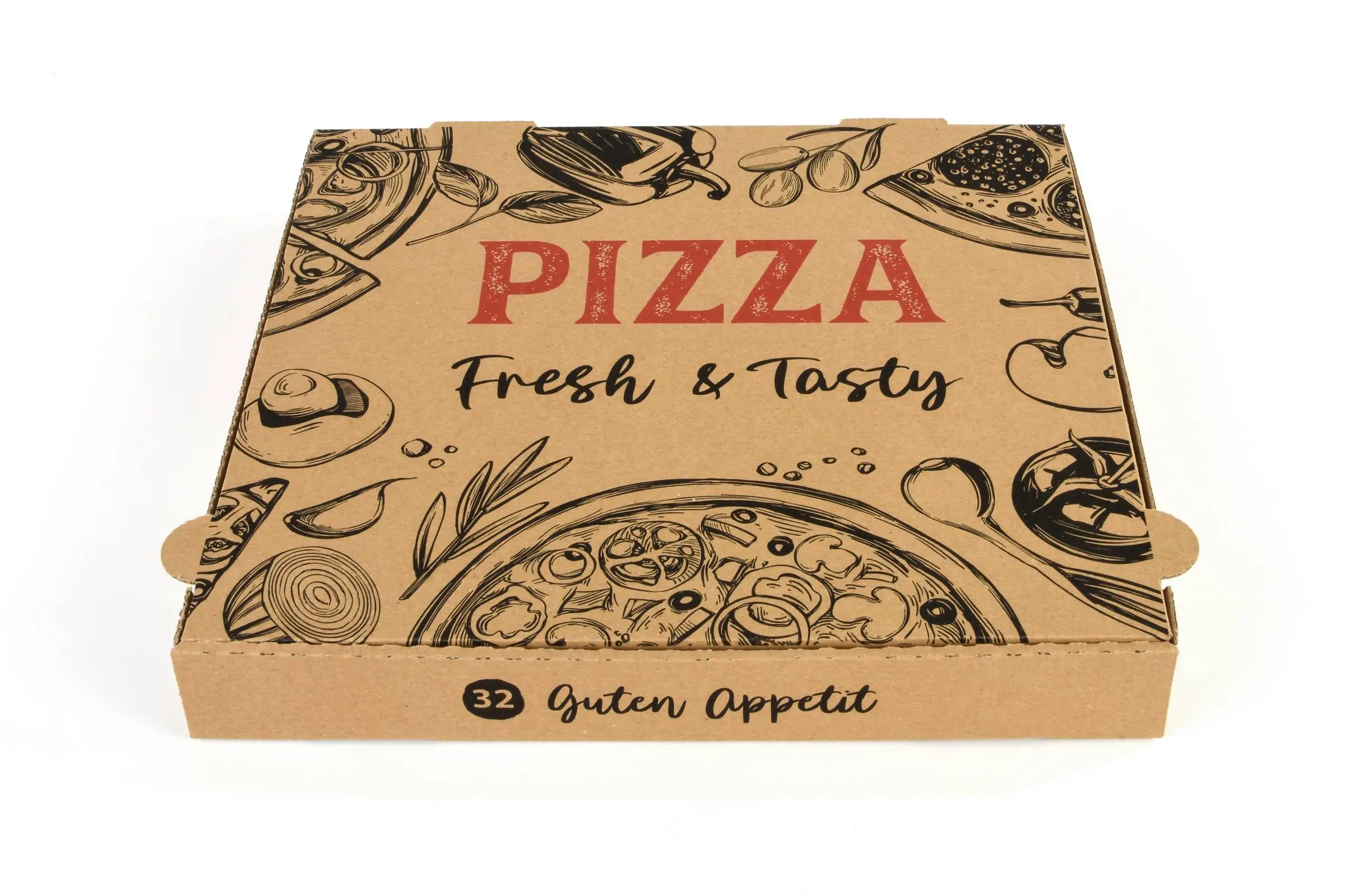 SY-66447 Pizzakarton, 32 x 32 x 4 cm, braun, 100 Stück