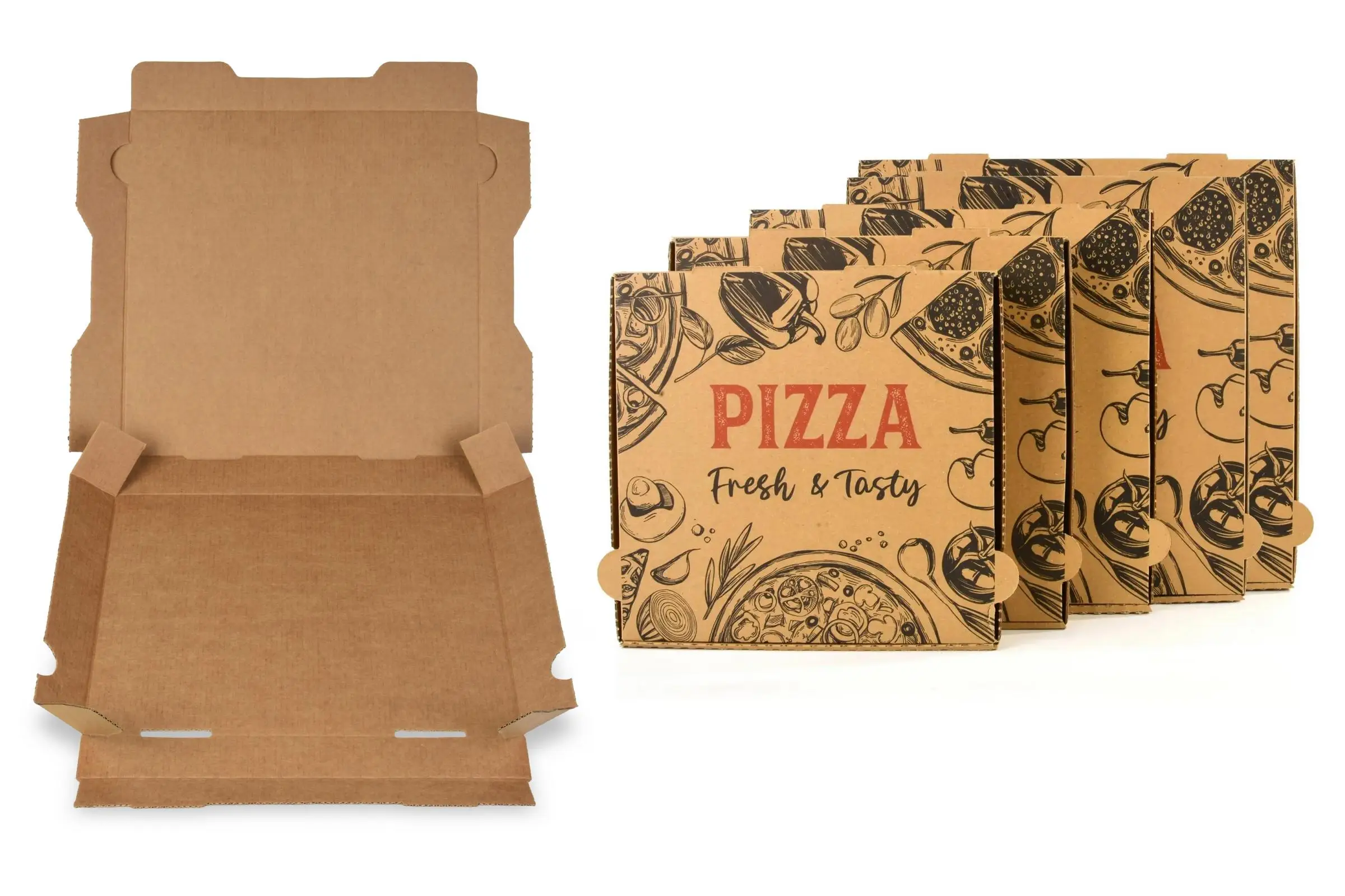 SY-66448 Pizzakarton, 30 x 30 x 4 cm, braun, 100 Stück