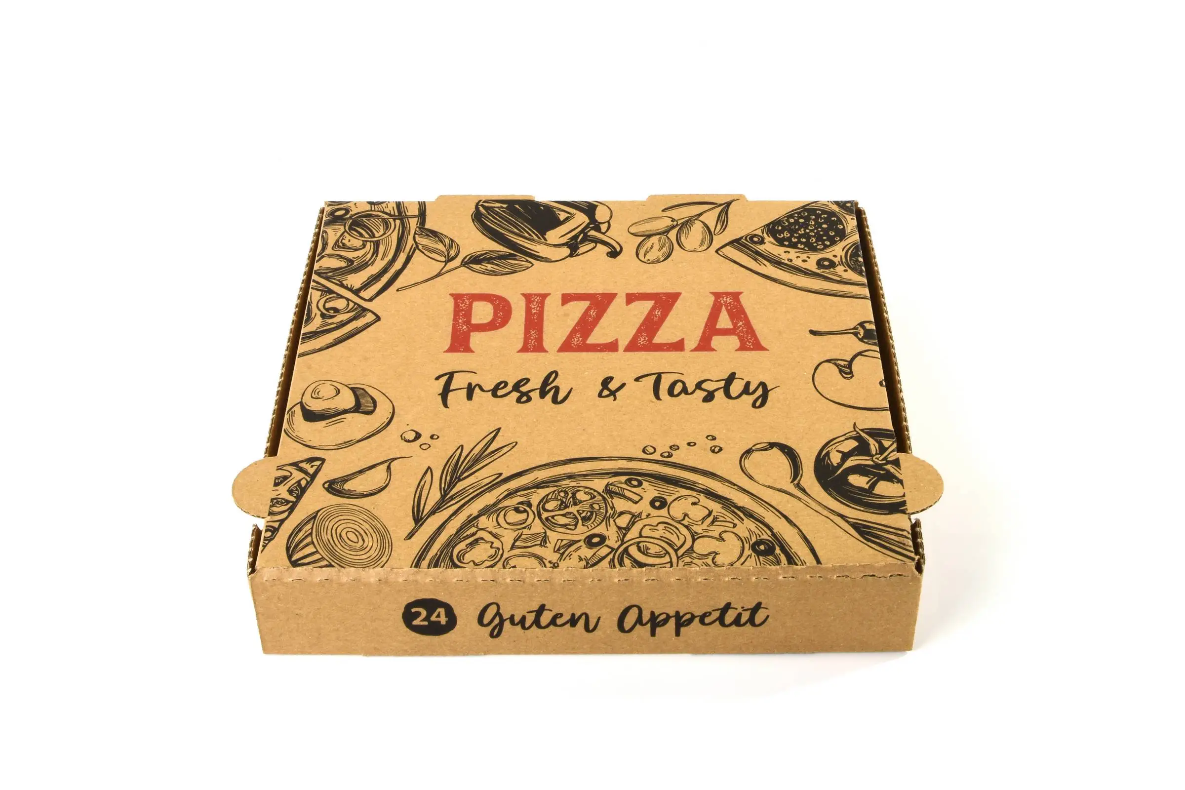 SY-66444 Pizzakarton, 24 x 24 x 4 cm, braun, 100 Stück